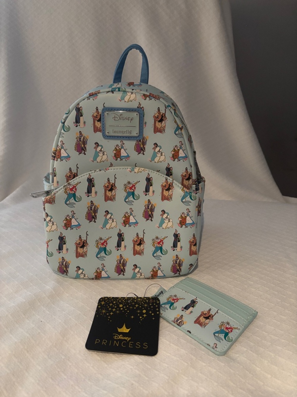 Loungefly Disney Princess Light Blue Mini Backpack with Cardholder